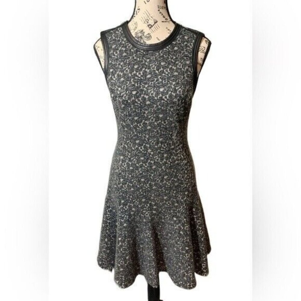 Rebecca Taylor Women's Sleeveless Wool Blend Lace Bonded Dress Grey/Black Size:2